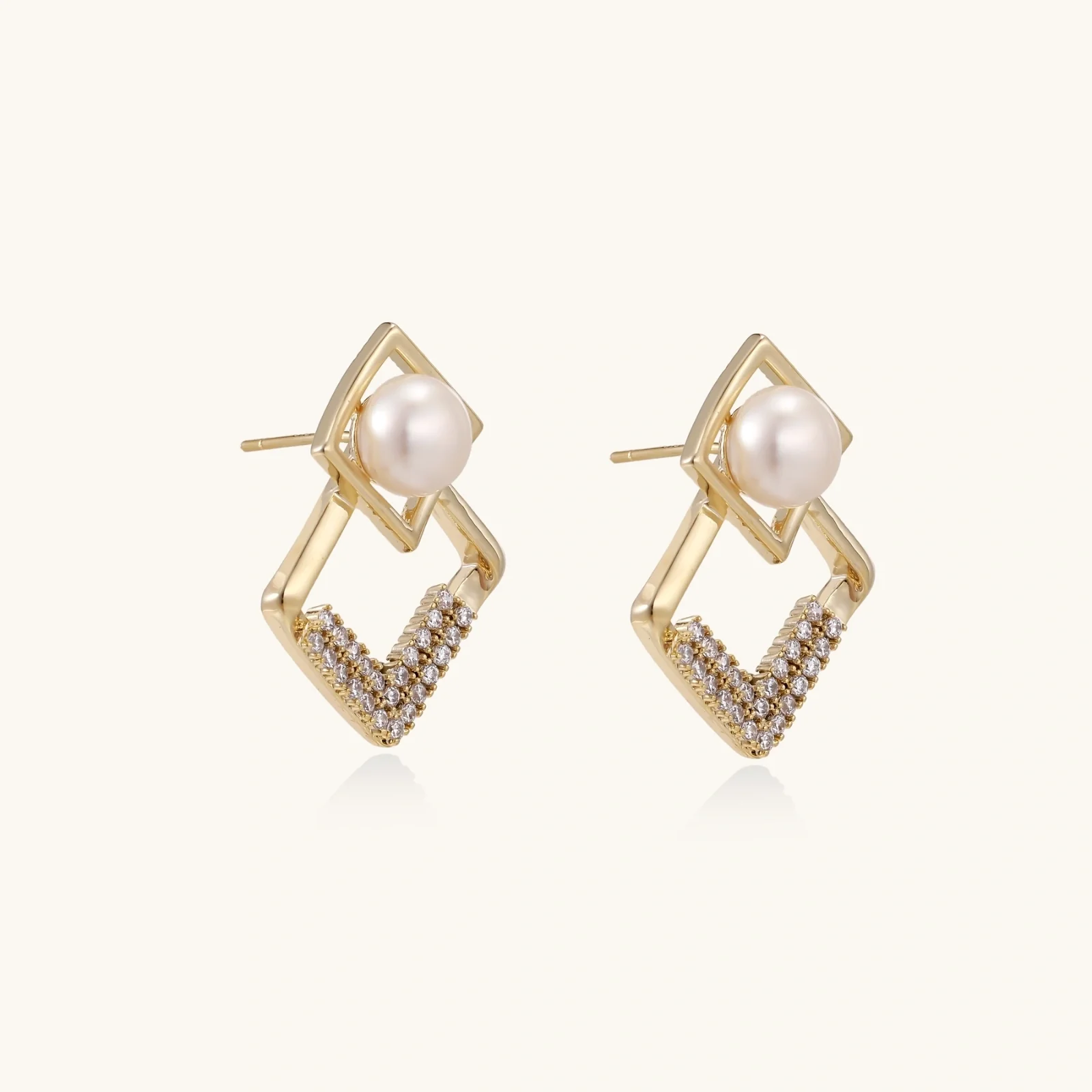 Pearl Geometry Earrings - Image 4