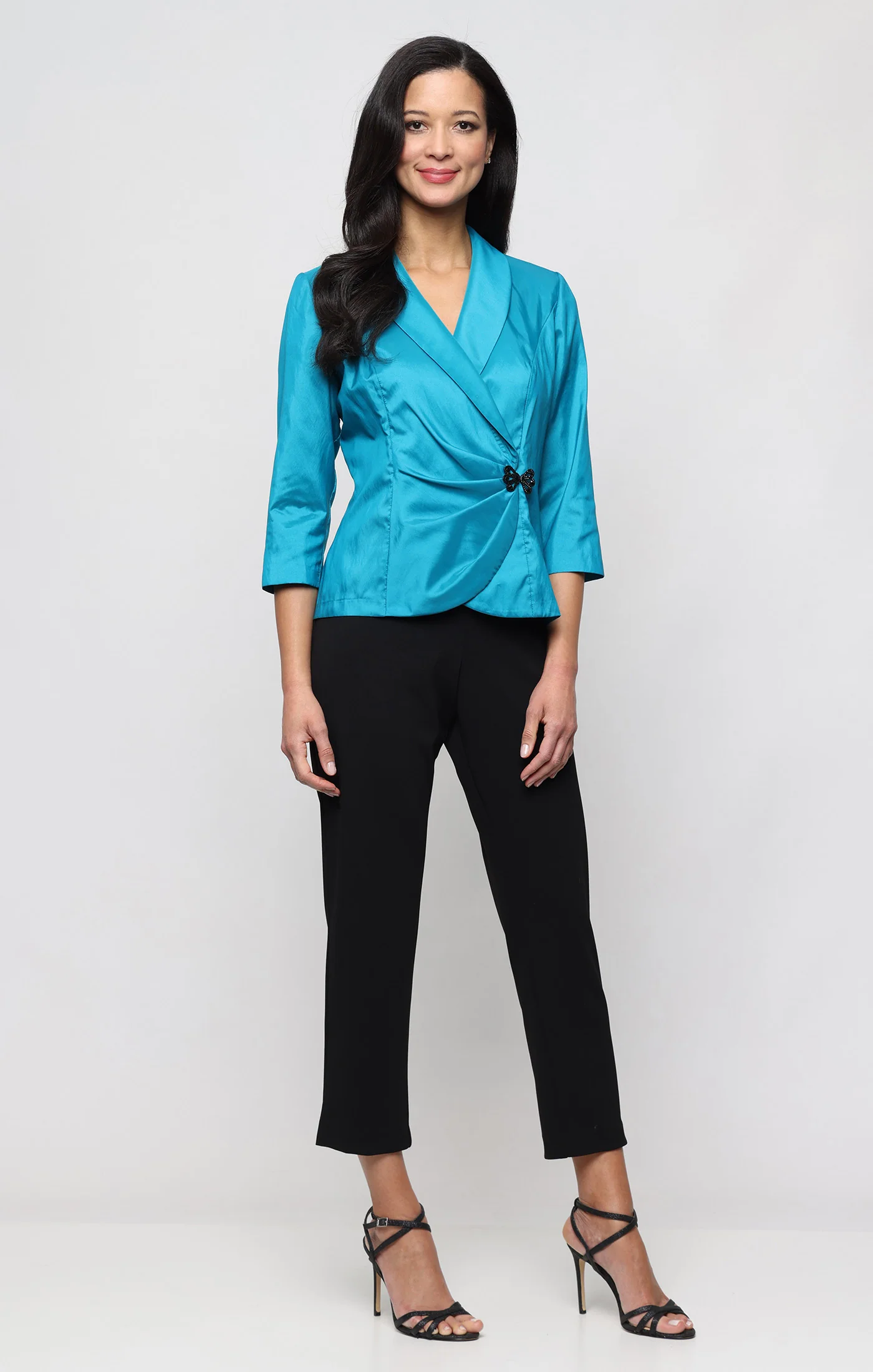 Plus Slim Cropped Stretch Crepe Ankle Pant with Side Slit - Image 3
