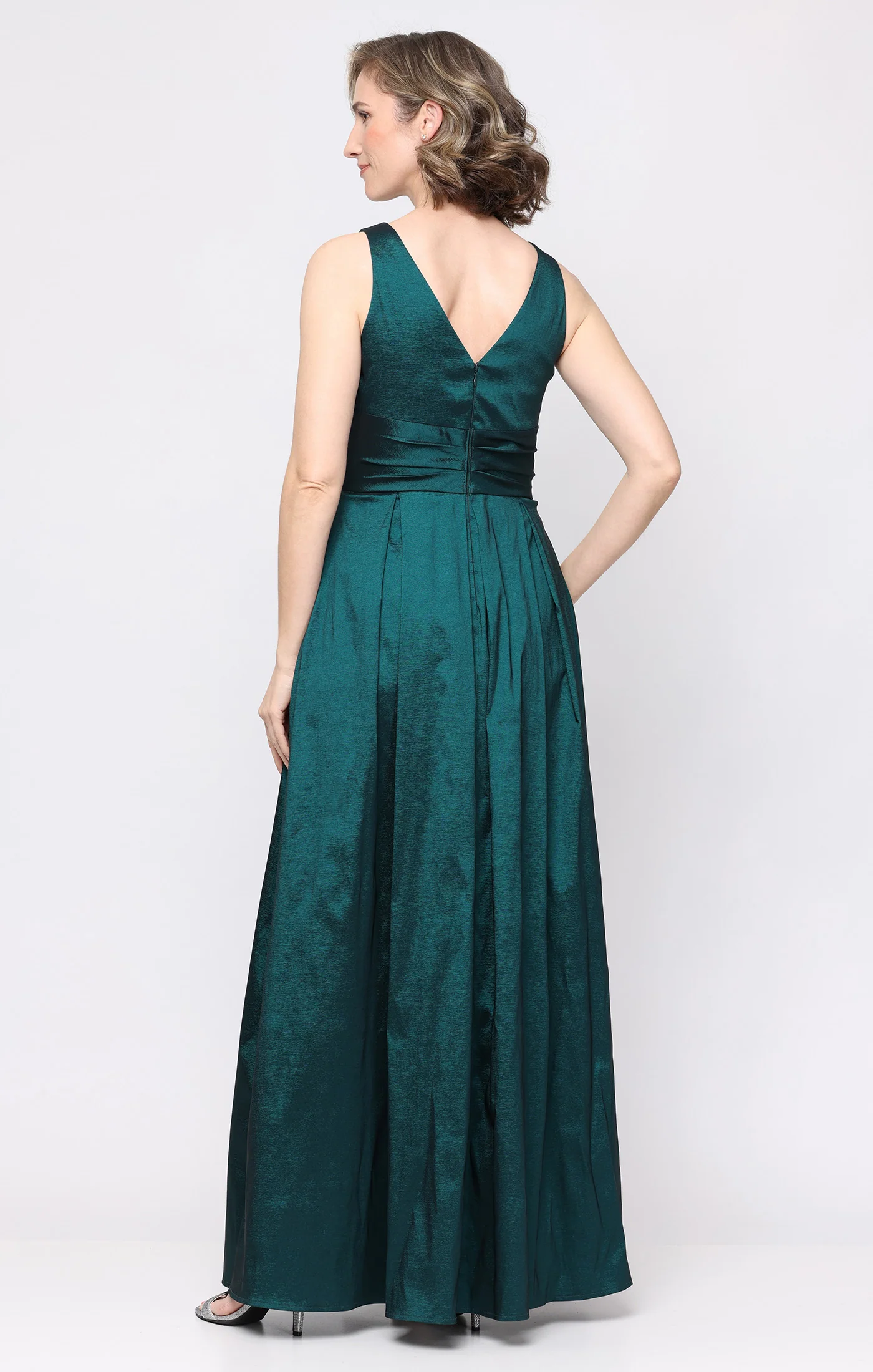Stretch Taffeta Sleeveless Gown with V-Neckline - Image 6