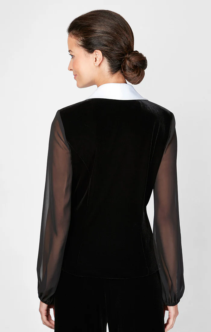 Stretch Velvet Side Button Blouse - Image 2