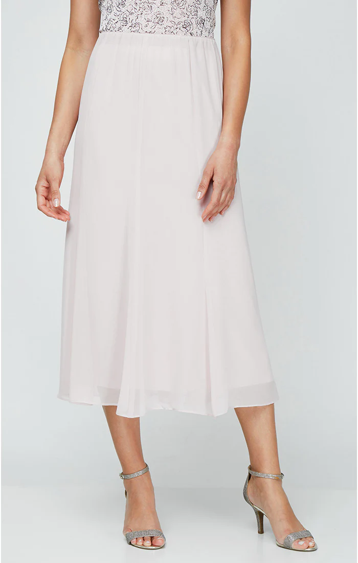 Chiffon Panel Tea-Length Skirt