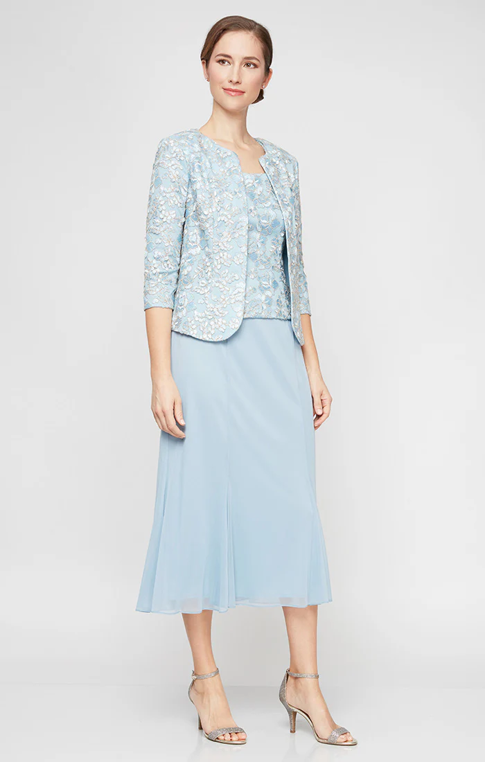 Regular - Tea-Length Jacket Dress with Corded Detail Bodice & Jacket
