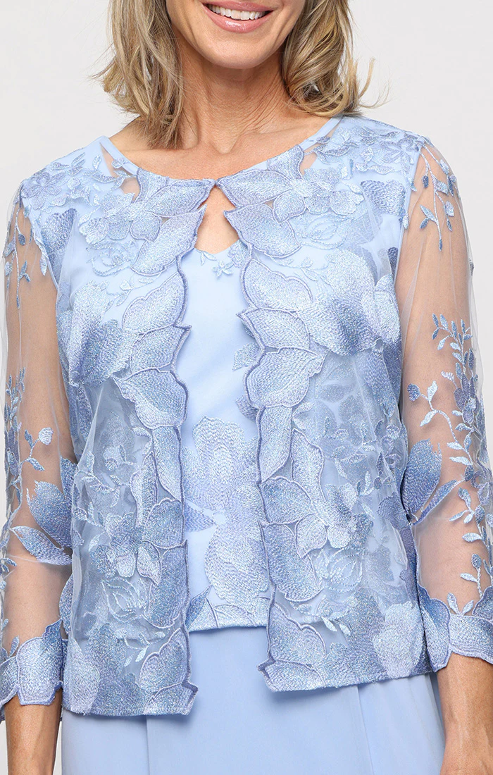 Attached Jacket Dress With Illusion Sleeves & Scallop Detail - Image 2