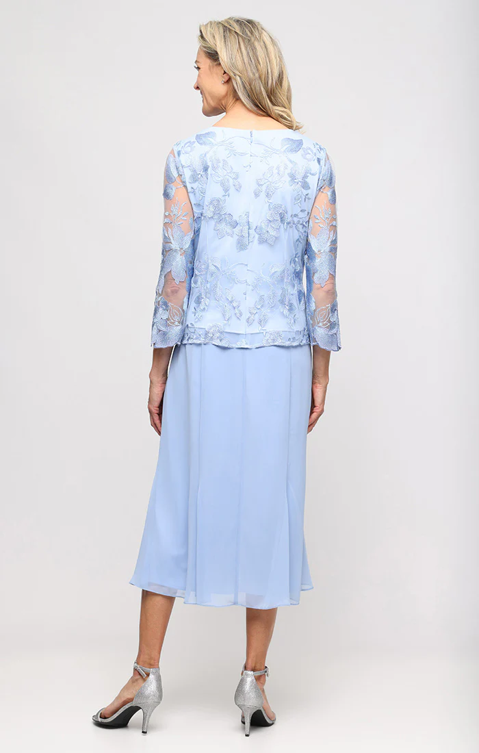 Attached Jacket Dress With Illusion Sleeves & Scallop Detail - Image 3