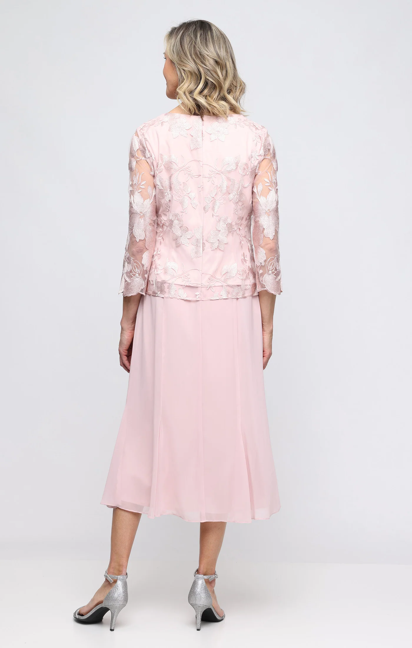Attached Jacket Dress With Illusion Sleeves & Scallop Detail - Image 6
