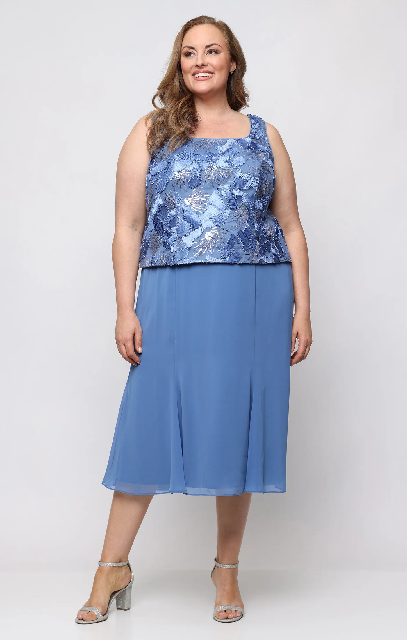 Plus Tea Length Soutache Mock Jacket Dress - Image 2