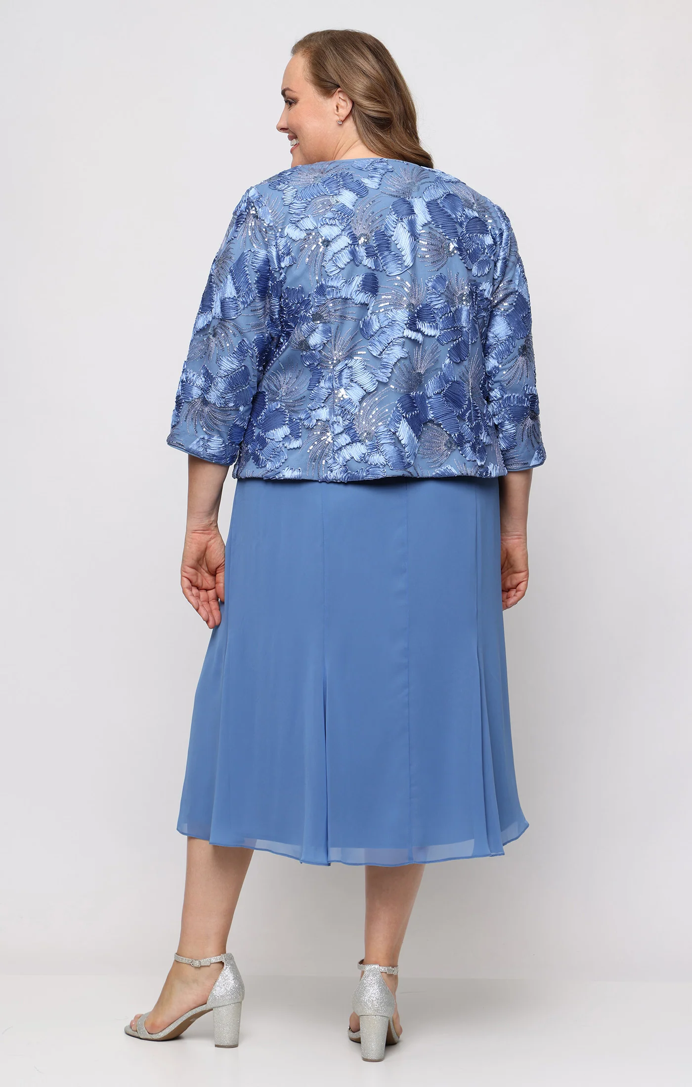 Plus Tea Length Soutache Mock Jacket Dress - Image 4