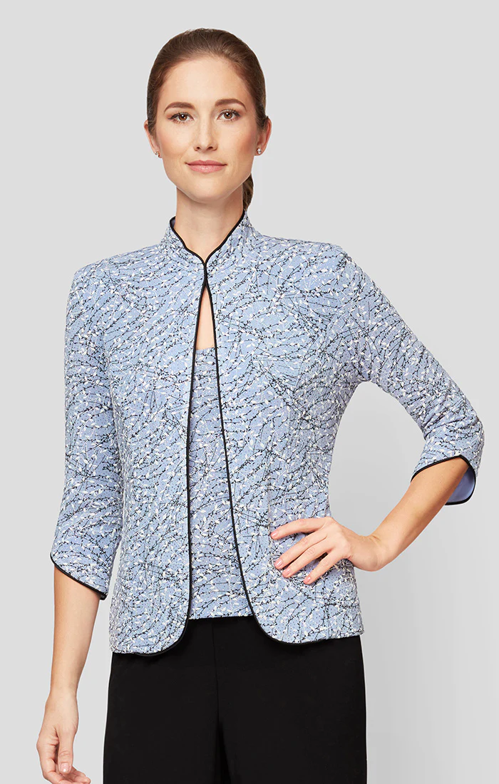Petite Glitter Knit Mandarin-Collar Twinset
