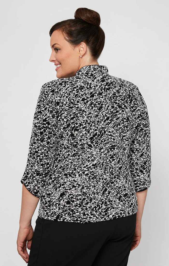 Plus Glitter Knit Mandarin-Collar Twinset - Image 11