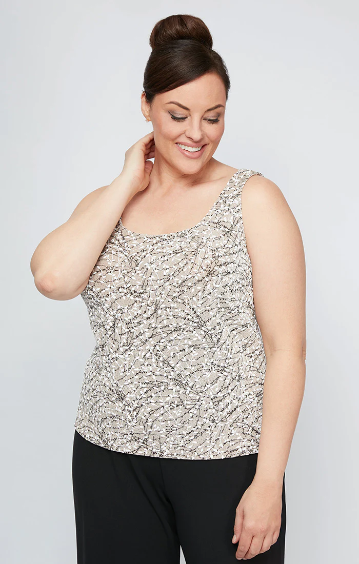 Plus Glitter Knit Mandarin-Collar Twinset - Image 6