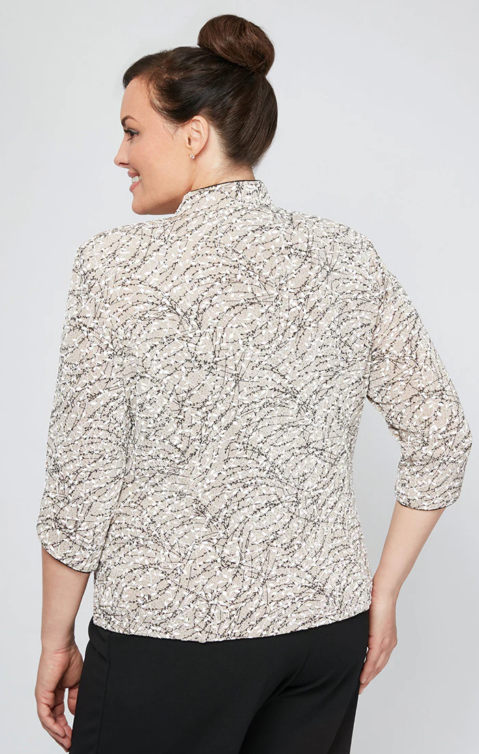 Plus Glitter Knit Mandarin-Collar Twinset - Image 7