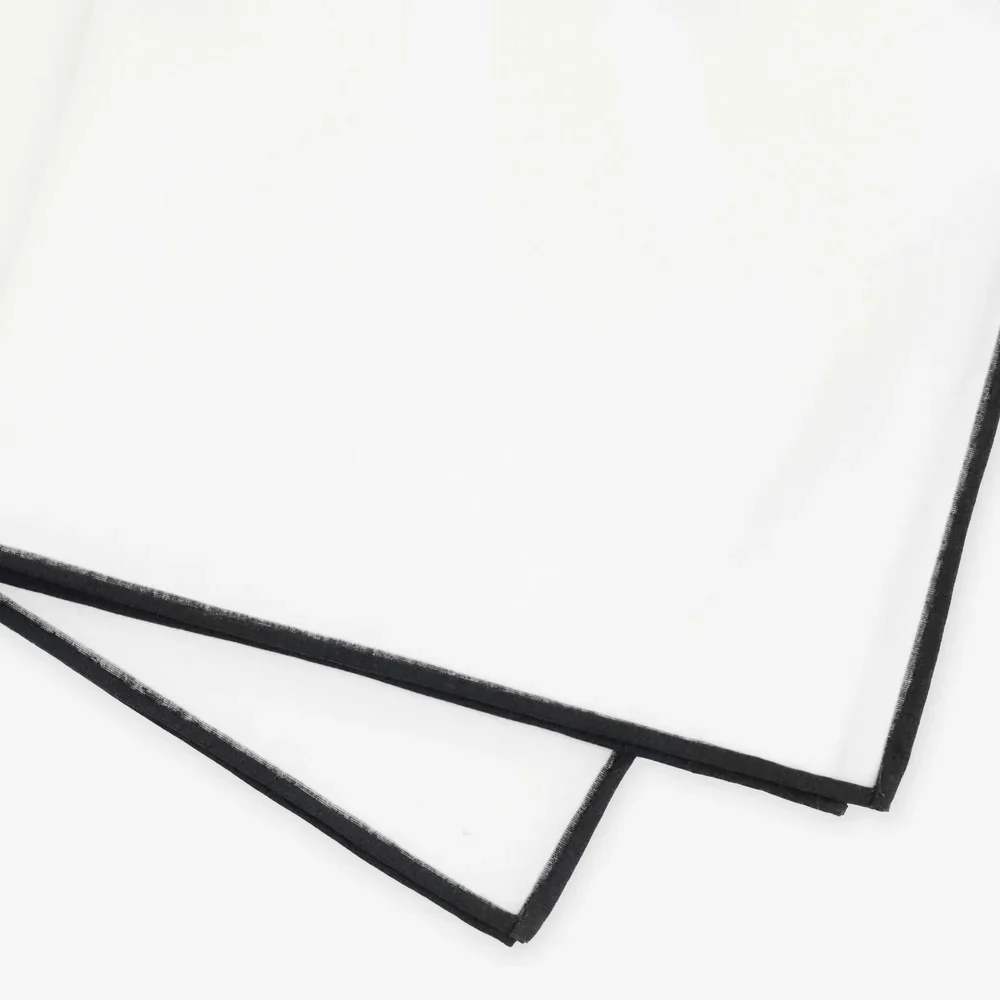 White Cotton With Border Black Pocket Square - Image 4