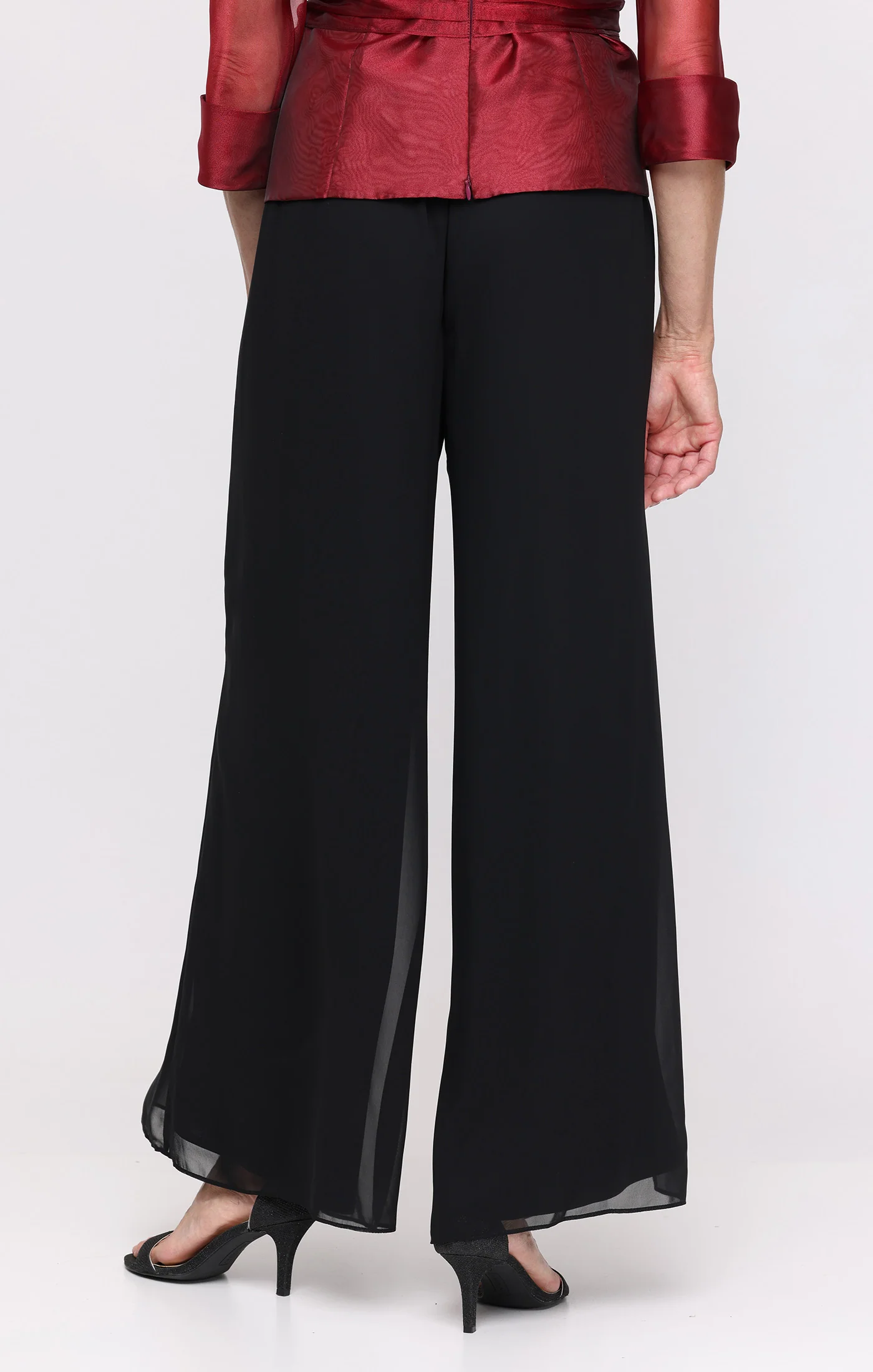 Plus Wide Leg Chiffon Palazzo Pant - Image 2